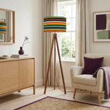 Retro Striped Nordic Floor Lamp – Smart LED Lighting Tripod Legs Linen Lampshade - retro floor lamps