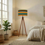 Retro Striped Nordic Floor Lamp – Smart LED Lighting Tripod Legs Linen Lampshade - retro floor lamps