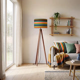Retro Striped Nordic Floor Lamp – Smart LED Lighting Tripod Legs Linen Lampshade - retro floor lamps