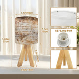 Retro Tripod Table Lamp – Wood Grain Print Linen Shade Wooden Legs - retro table lamps