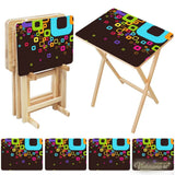 Retro Wooden Folding Side Tables Set of 4 – TV Trays with Storage Stand - 4 Pack - retro tv tray
