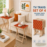Retro Wooden TV Trays Set – Mid Century Folding Snack Tables - 4 Pack - retro tv tray