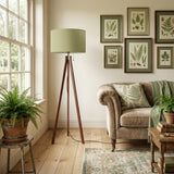 Sage Green Wooden Tripod Floor Lamp - Retro Nordic Scandi Light - retro floor lamps