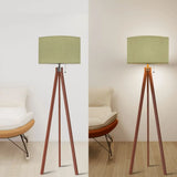 Sage Green Wooden Tripod Floor Lamp - Retro Nordic Scandi Light - retro floor lamps
