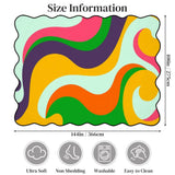 Size chart of rainbow swirl scalloped area rug showing 144 x 108 in (366 x 275 cm)