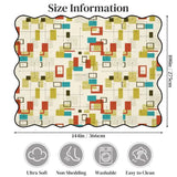 Size chart of cream multicolor rectangle-pattern scalloped area rug showing 144 x 108 in (366 x 275 cm)