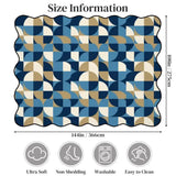 Size chart of blue and cream geometric scalloped area rug showing 144 x 108 in (366 x 275 cm)
