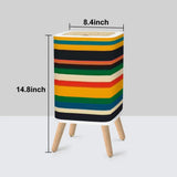 Scandi 1970s Retro Square Small Trash Can with Lid Stripes Multicolor - One Size - retro tash cans