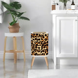 Scandi 1970s Style Square Small Trash Can with Lid Leopardskin seamless Pattern - One Size - retro tash cans