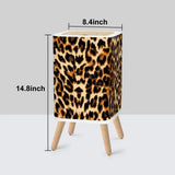 Scandi 1970s Style Square Small Trash Can with Lid Leopardskin seamless Pattern - One Size - retro tash cans