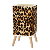 Scandi 1970s Style Square Small Trash Can with Lid Leopardskin seamless Pattern - One Size - retro tash cans
