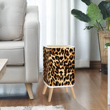 Scandi 1970s Style Square Small Trash Can with Lid Leopardskin seamless Pattern - One Size - retro tash cans