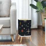 Scandi Midcentury Modern Trash Can with Lid: Retro 1960s Celestial Christmas Stars Black - One Size - retro tash cans