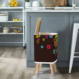 Scandi Midcentury Modern Trash Can with Lid: Retro Nordic Wastebasket - One Size - retro tash cans