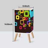 Scandi Midcentury Modern Trash Can with Lid: Retro Nordic Wastebasket - One Size - retro tash cans