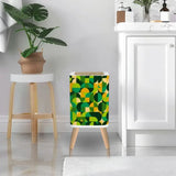 Scandi Retro Square Small Trash Can with Lid 1970s Geomwetric Green Orange Yellow - One Size - retro tash cans