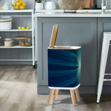 Scandi Retro Square Small Trash Can with Lid Sunburst Blue - One Size - retro tash cans