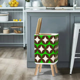 Scandi Retro Trash Can with Lid Mid Century Modern Home Decor - One Size - retro tash cans