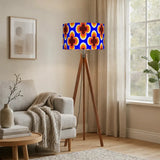 Scandi Retro Tripod Floor Lamp - 1970s Blue Orange Geometric Floral - retro floor lamps