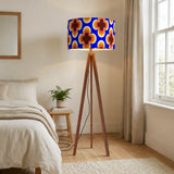 Scandi Retro Tripod Floor Lamp - 1970s Blue Orange Geometric Floral - retro floor lamps