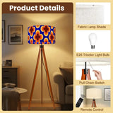 Scandi Retro Tripod Floor Lamp - 1970s Blue Orange Geometric Floral - retro floor lamps