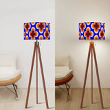 Scandi Retro Tripod Floor Lamp - 1970s Blue Orange Geometric Floral - retro floor lamps