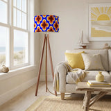 Scandi Retro Tripod Floor Lamp - 1970s Blue Orange Geometric Floral - retro floor lamps