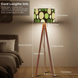 Scandi Retro Tripod Floor Lamp - 70s Moss Green Yellow Beige Dots - retro floor lamps