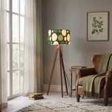 Scandi Retro Tripod Floor Lamp - 70s Moss Green Yellow Beige Dots - retro floor lamps