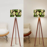 Scandi Retro Tripod Floor Lamp - 70s Moss Green Yellow Beige Dots - retro floor lamps