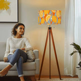 Scandi Retro Tripod Floor Lamp Mid Century Lemon Fruits Pattern - retro floor lamps