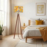 Scandi Retro Tripod Floor Lamp Mid Century Lemon Fruits Pattern - retro floor lamps