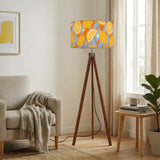 Scandi Retro Tripod Floor Lamp Mid Century Lemon Fruits Pattern - retro floor lamps