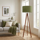 Scandi Retro Tripod Floor Lamp Olive Moss Green Shade Vintage Light - retro floor lamps