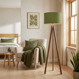 Scandi Retro Tripod Floor Lamp Olive Moss Green Shade Vintage Light - retro floor lamps