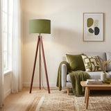 Scandi Retro Tripod Floor Lamp Olive Moss Green Shade Vintage Light - retro floor lamps