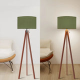 Scandi Retro Tripod Floor Lamp Olive Moss Green Shade Vintage Light - retro floor lamps
