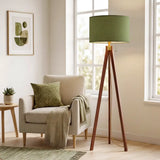 Scandi Retro Tripod Floor Lamp Olive Moss Green Shade Vintage Light - retro floor lamps