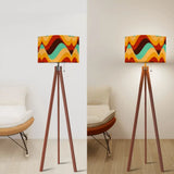 Scandi Retro Tripod Floor Lamp Wavy Multicolor Midcentury Pattern - retro floor lamps