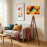 Scandi Retro Tripod Floor Lamp Wavy Multicolor Midcentury Pattern - retro floor lamps