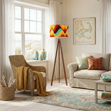 Scandi Retro Tripod Floor Lamp Wavy Multicolor Midcentury Pattern - retro floor lamps