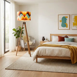 Scandi Retro Tripod Floor Lamp Wavy Multicolor Midcentury Pattern - retro floor lamps