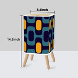 Scandi Square Small Trash Can with Lid 1970s Blue Curry Yellow Geometric - retro ads