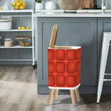 Scandi Square Small Trash Can with Lid 1970s Mid Century Pattern - One Size - retro tash cans