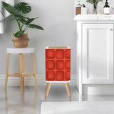 Scandi Square Small Trash Can with Lid 1970s Mid Century Pattern - One Size - retro tash cans