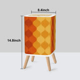 Scandi Square Small Trash Can with Lid 70s Retro Waves Orange - One Size - retro tash cans
