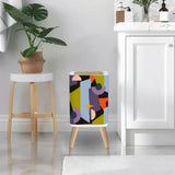 Scandi Square Small Trash Can with Lid Atomic Mid Century Pattern - One Size - retro tash cans