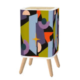 Scandi Square Small Trash Can with Lid Atomic Mid Century Pattern - One Size - retro tash cans