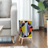 Scandi Square Small Trash Can with Lid Atomic Mid Century Pattern - One Size - retro tash cans