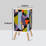Scandi Square Small Trash Can with Lid Atomic Mid Century Pattern - One Size - retro tash cans